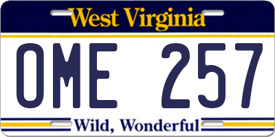 WV license plate OME257