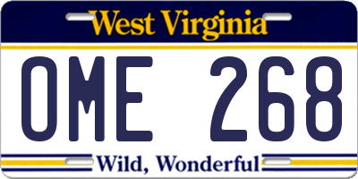 WV license plate OME268