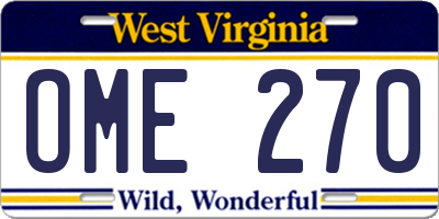 WV license plate OME270