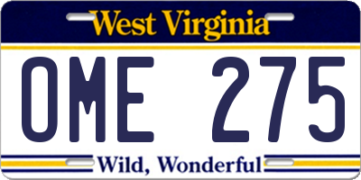 WV license plate OME275