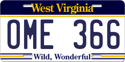 WV license plate OME366