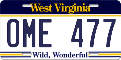 WV license plate OME477