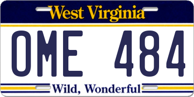 WV license plate OME484