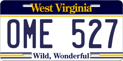 WV license plate OME527
