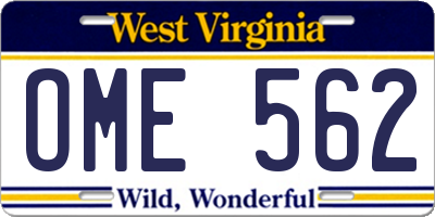 WV license plate OME562