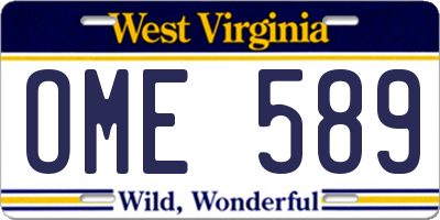 WV license plate OME589