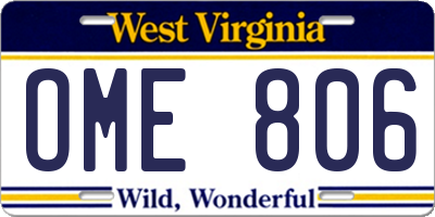 WV license plate OME806