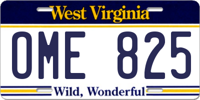WV license plate OME825