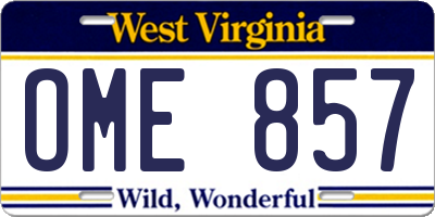 WV license plate OME857