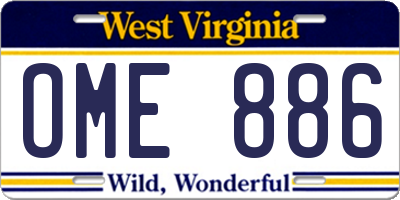 WV license plate OME886