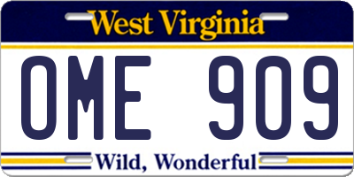 WV license plate OME909
