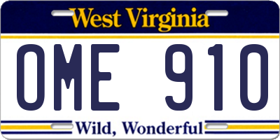 WV license plate OME910