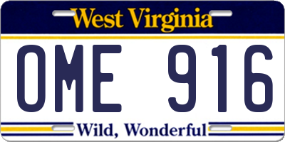 WV license plate OME916
