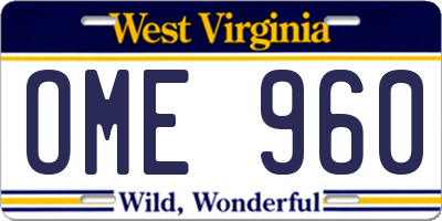 WV license plate OME960
