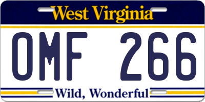 WV license plate OMF266