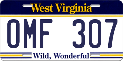 WV license plate OMF307