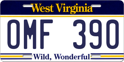 WV license plate OMF390