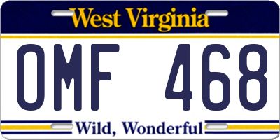 WV license plate OMF468