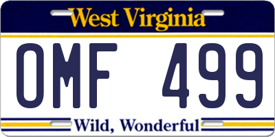 WV license plate OMF499