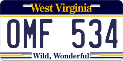 WV license plate OMF534