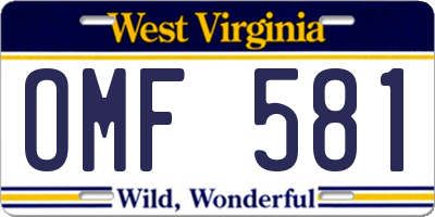 WV license plate OMF581