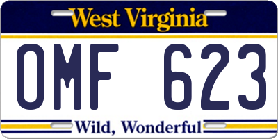 WV license plate OMF623