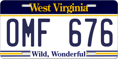 WV license plate OMF676