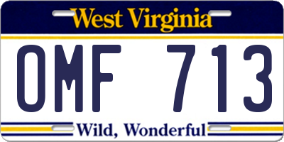 WV license plate OMF713