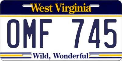 WV license plate OMF745