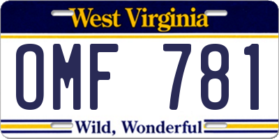 WV license plate OMF781