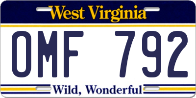 WV license plate OMF792
