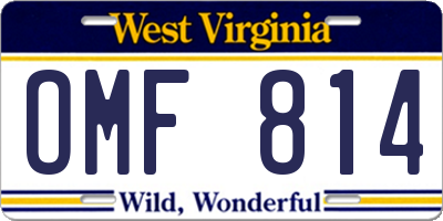 WV license plate OMF814