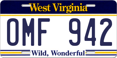 WV license plate OMF942