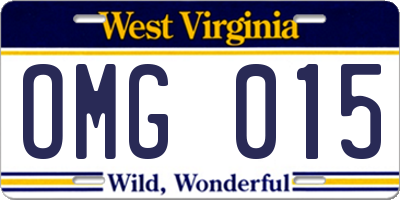 WV license plate OMG015