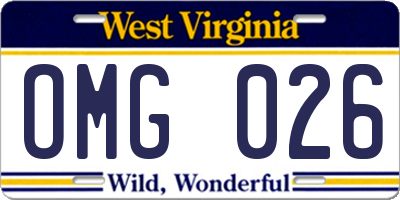 WV license plate OMG026