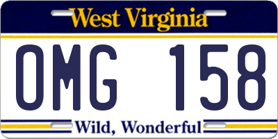 WV license plate OMG158