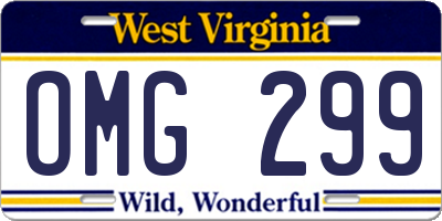 WV license plate OMG299