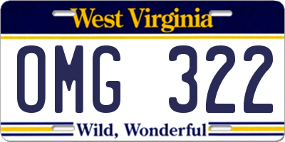 WV license plate OMG322