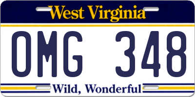 WV license plate OMG348
