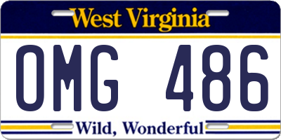 WV license plate OMG486
