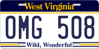 WV license plate OMG508