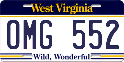 WV license plate OMG552