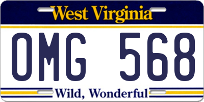 WV license plate OMG568