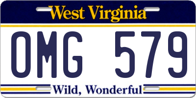 WV license plate OMG579