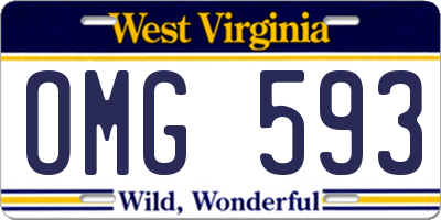 WV license plate OMG593