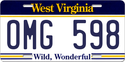 WV license plate OMG598