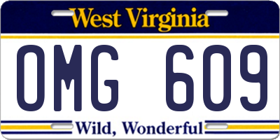 WV license plate OMG609