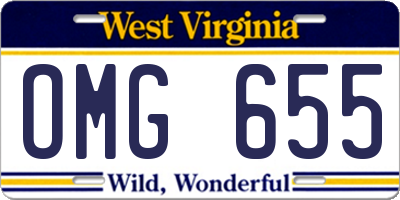 WV license plate OMG655