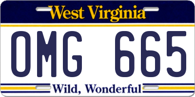 WV license plate OMG665
