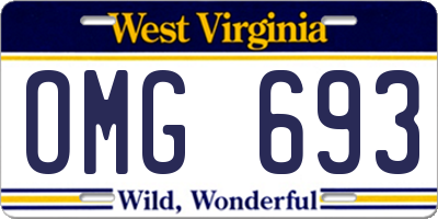 WV license plate OMG693